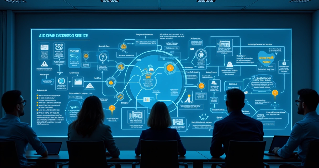 Representação virtual de fluxos automatizados de atendimento imobiliário sendo ajustados em tempo real 