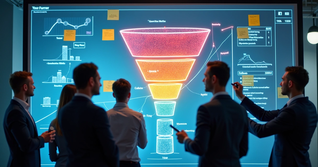 Equipe ajustando o funil para aumentar crescimento 