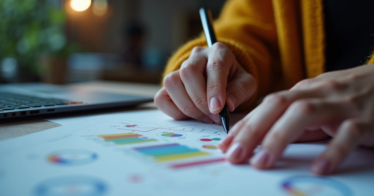 Profissional ajustando dados em planilha de ICP