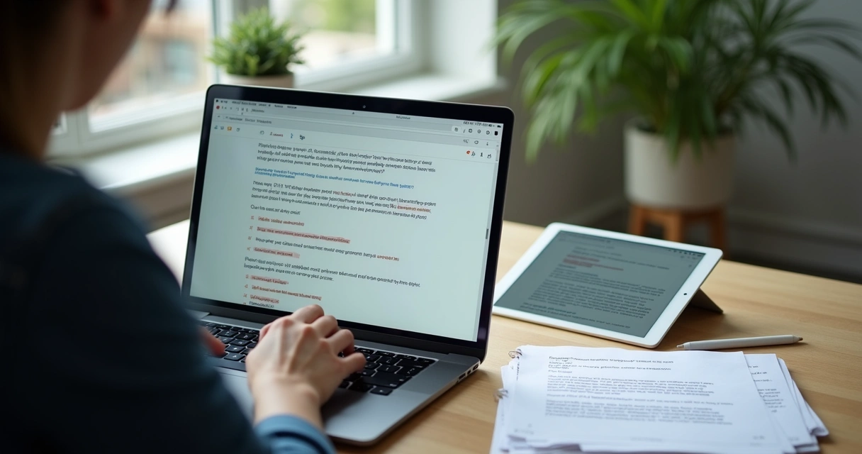 Pessoa ajustando prompt em tela de laptop durante teste de IA 