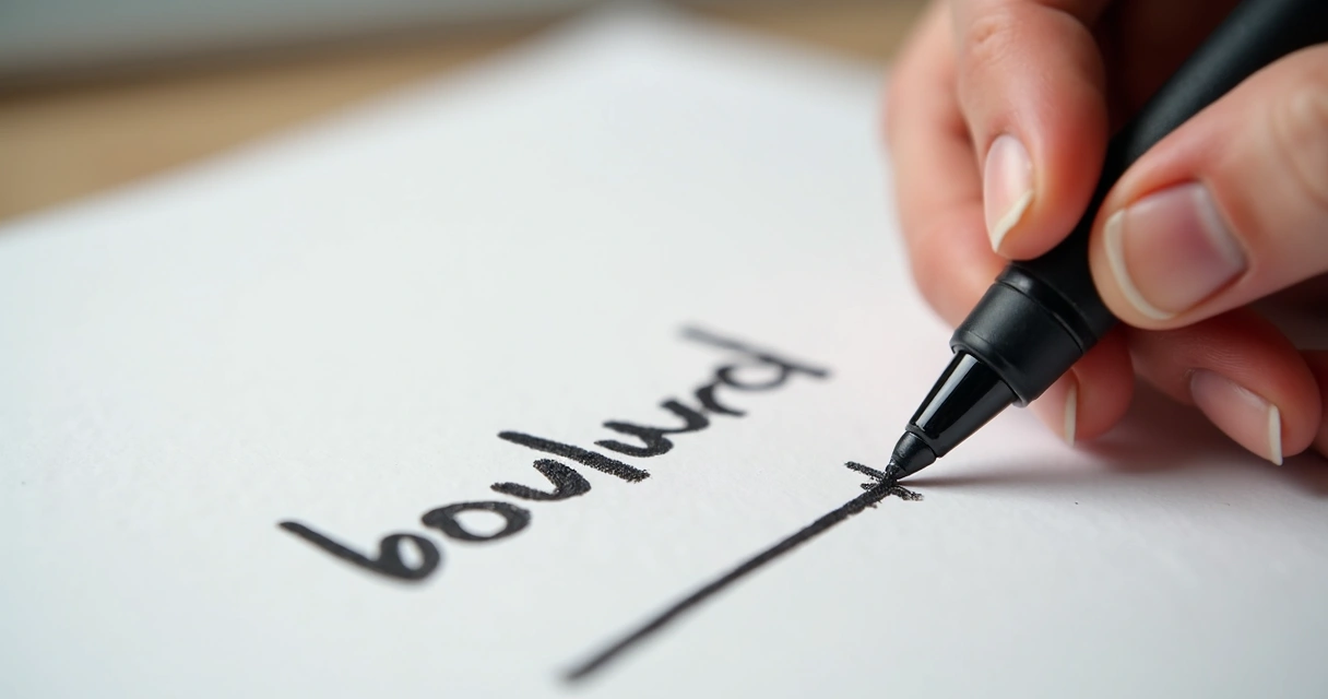 Mano dibujando una frontera en papel con líneas 