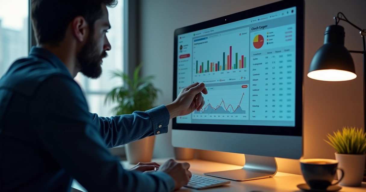 Profissional ajustando orçamento de campanha digital em dashboard