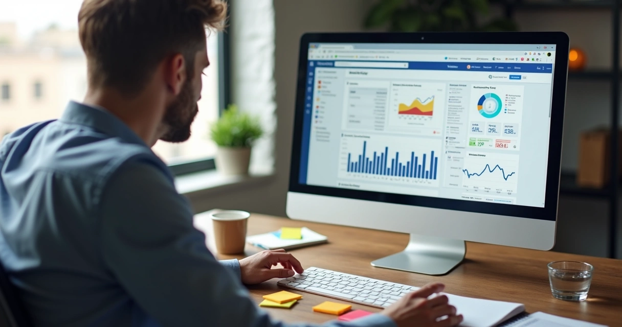 Profissional ajustando painel de métricas do Facebook Ads 