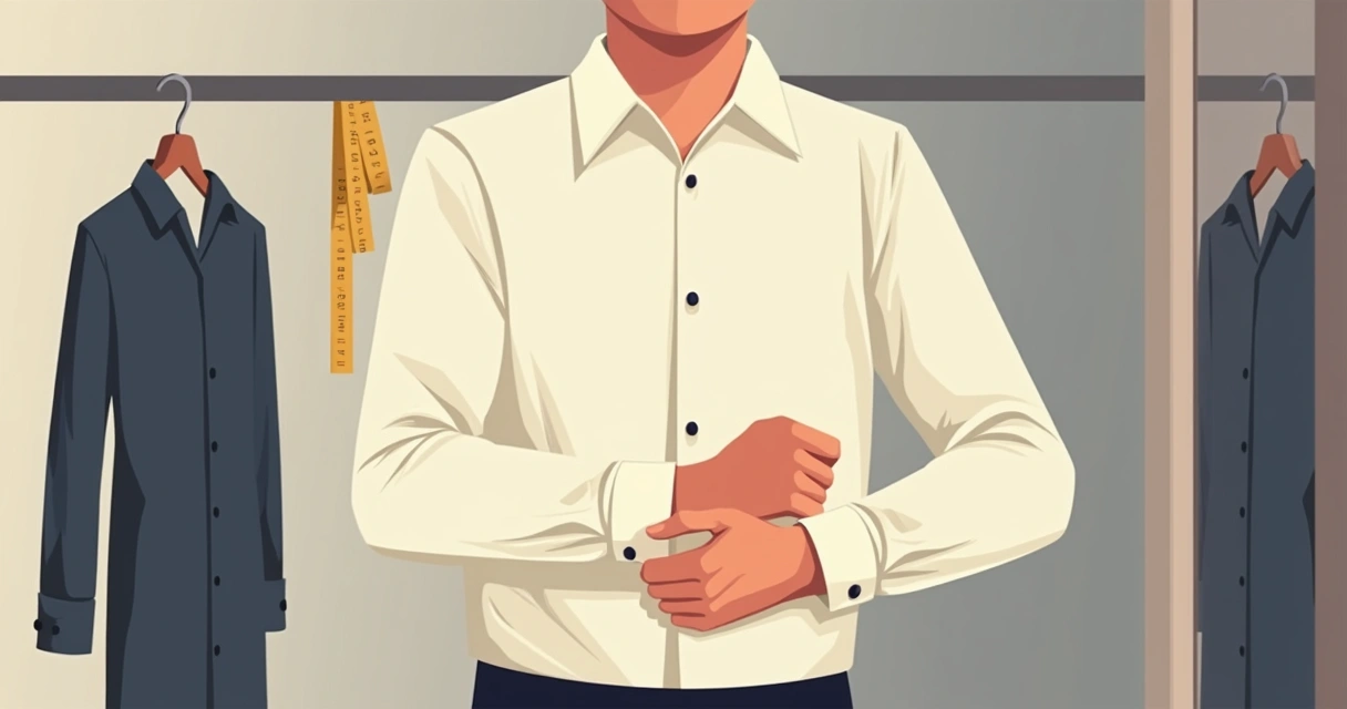 Detalhe do ajuste perfeito de uma camisa de manga longa masculina