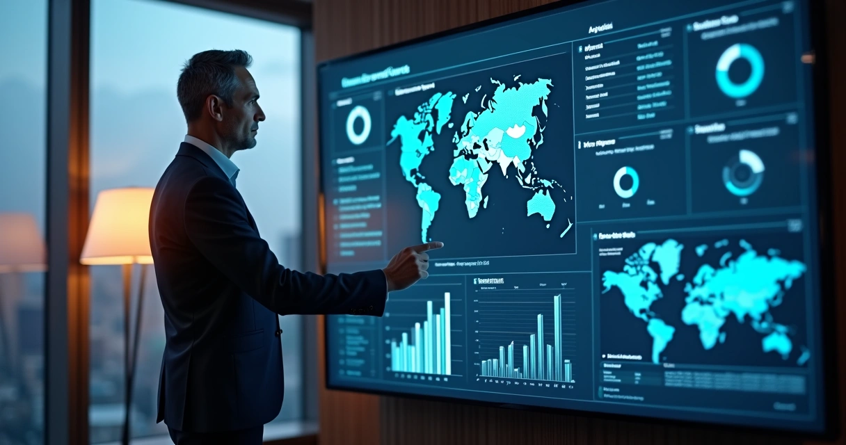 Profissional ajustando gráficos de ICP na tela 