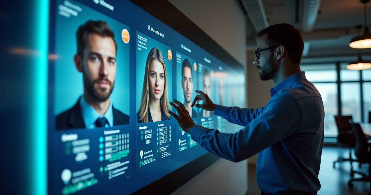 Profissional ajusta painel digital de personas B2B 