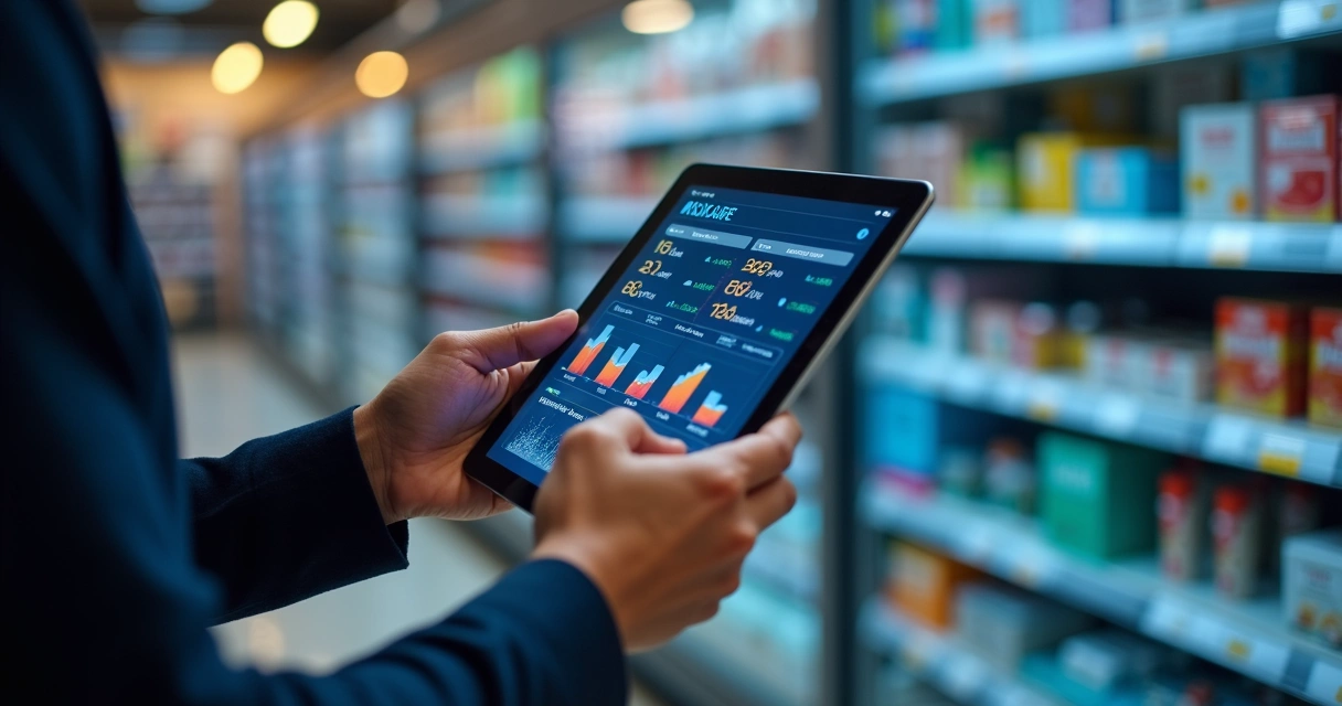 Pessoa ajustando preços de produtos em tela digital