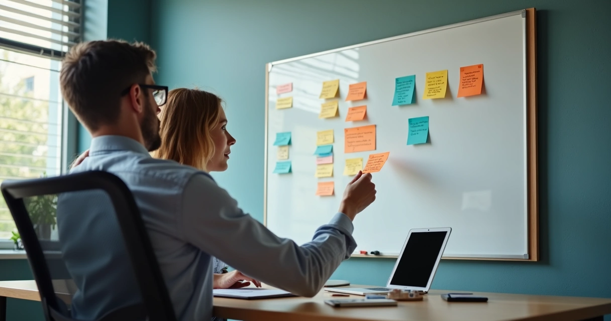 Pessoa ajustando lista de prioridades em escritório 