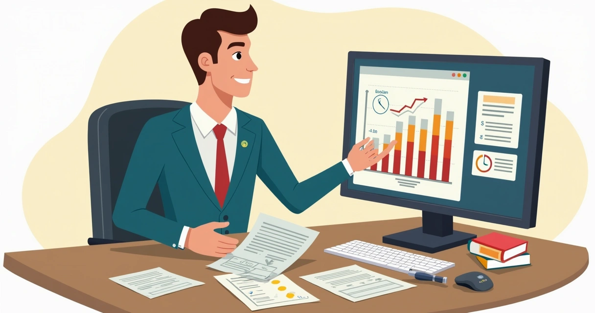 Empresário ajustando valor do pro-labore no computador com gráficos de caixa