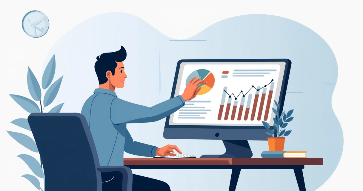 Gestor analisando gráficos para ajustar processo de vendas
