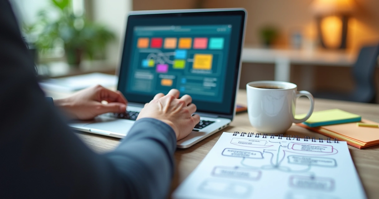 Profissional ajustando processo de vendas no computador 