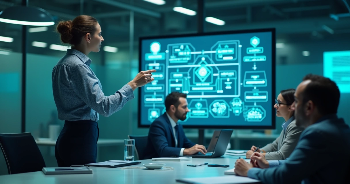 Conselheiro digital orientando ajustes em processo operacional 