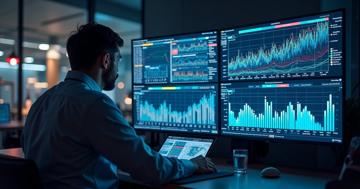 Painel de controle de nuvem mostrando ajuste dinâmico de recursos, gráficos coloridos de uso de CPU e memória 