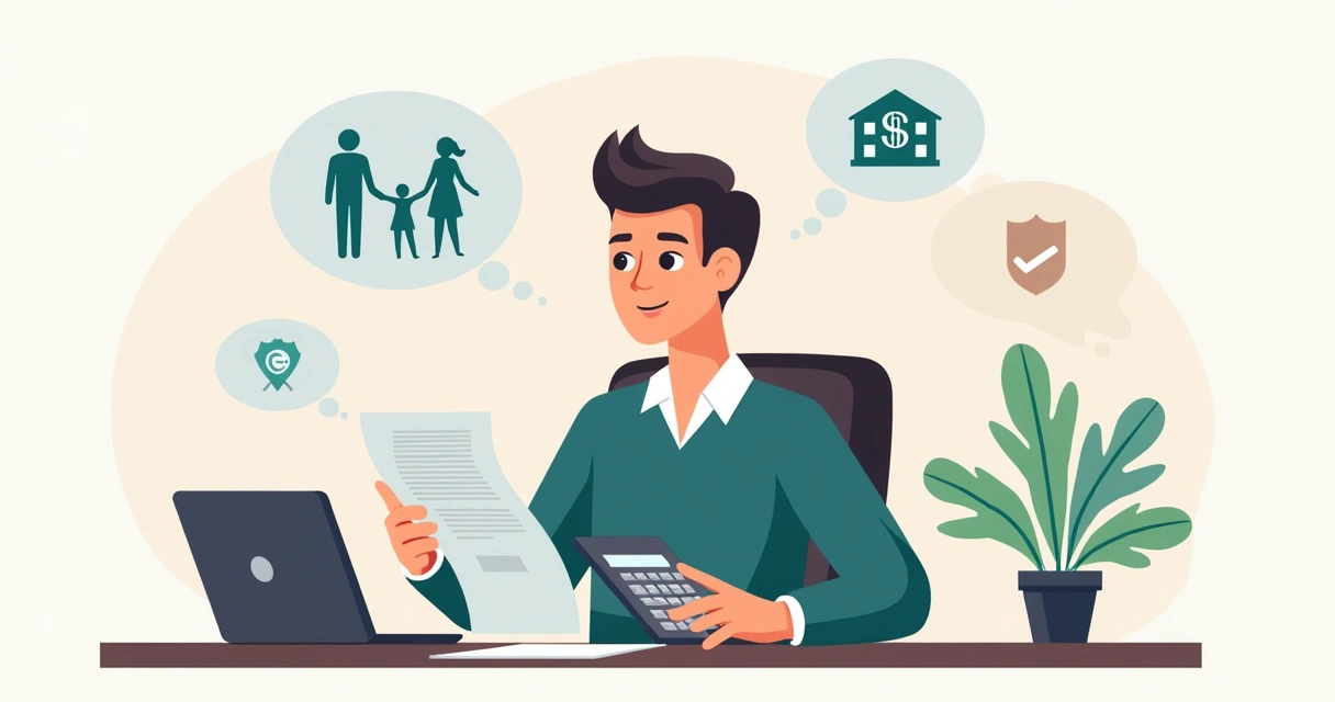 Pessoa revisando orçamento para contratar seguro de vida. 