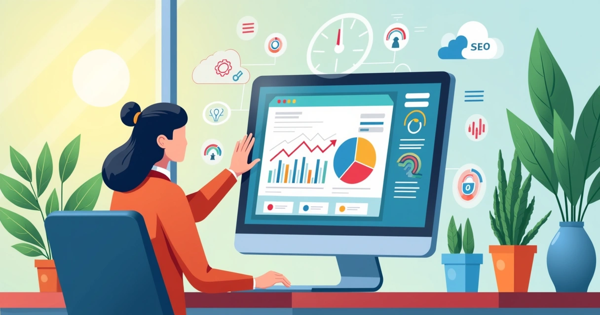 Profissional ajustando painel digital de site em computador 