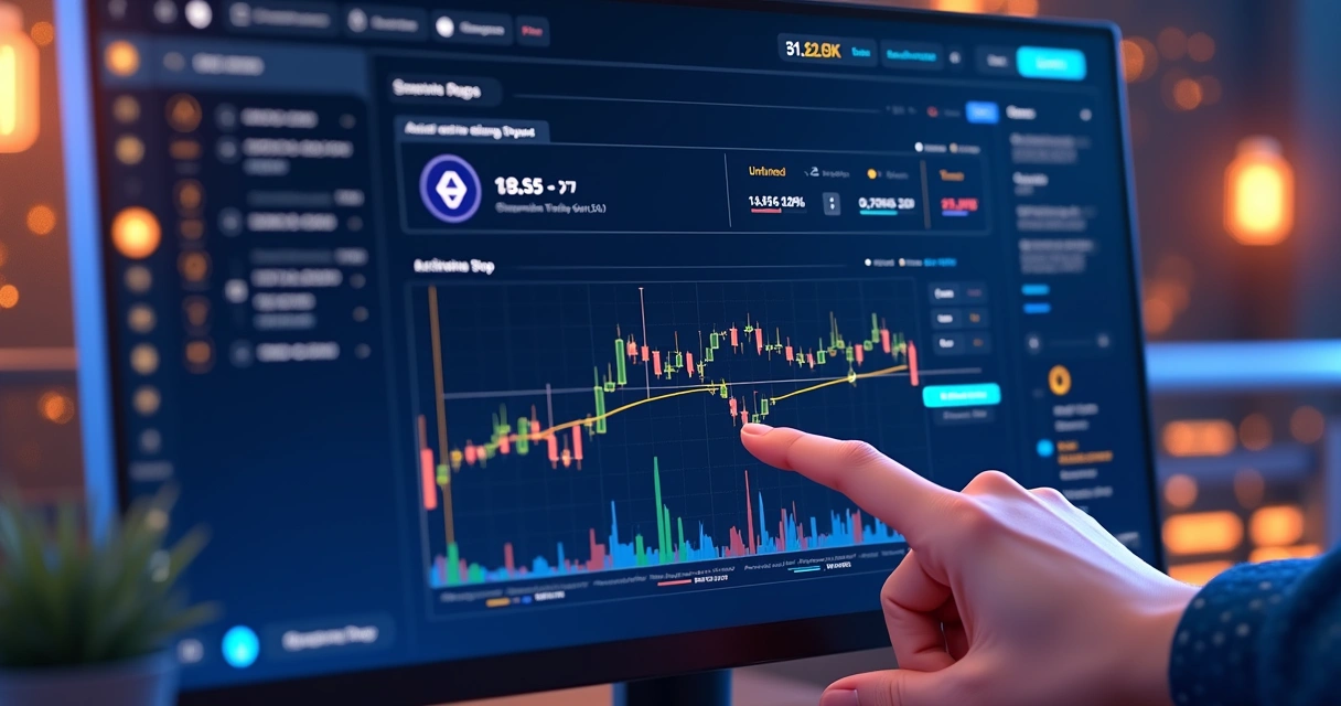 Ajuste de trailing stop com interface de IA em plataforma de trading