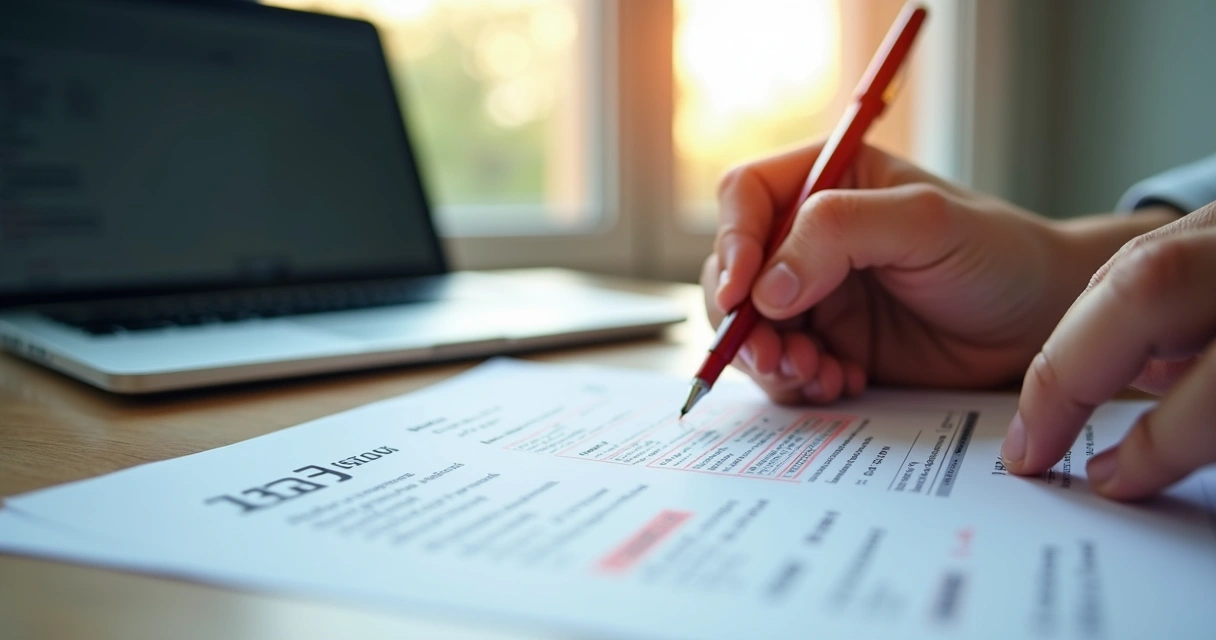 Pessoa revisando detalhes do currículo internacional