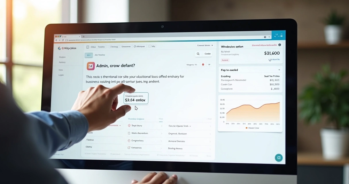 Painel de ajustes de texto em site de empresa