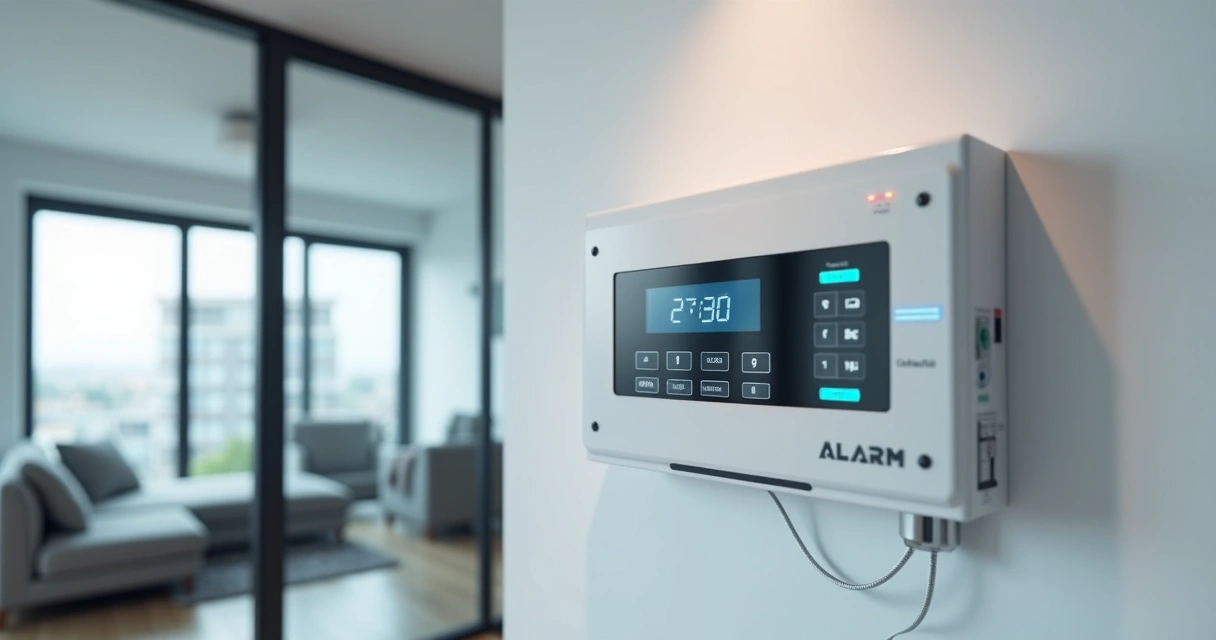 Painel de central de alarme com sensores em casa e empresa moderna 