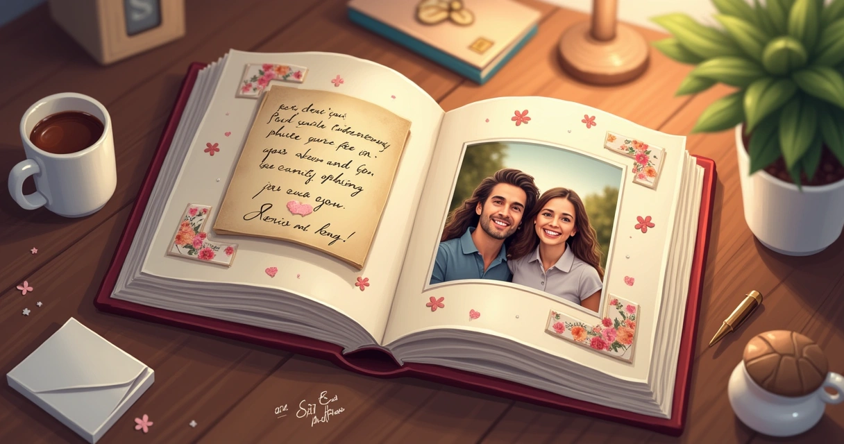 Álbum de fotos personalizado com casal sorrindo