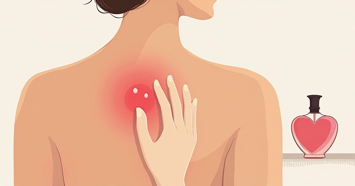 Irritação vermelha na pele após o uso de cosmético sensual 