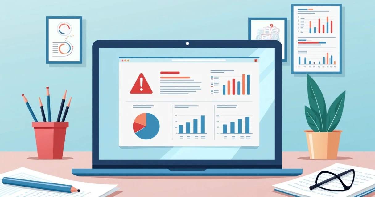 Alerta de risco automático aparecendo na tela do computador durante planejamento de projeto 