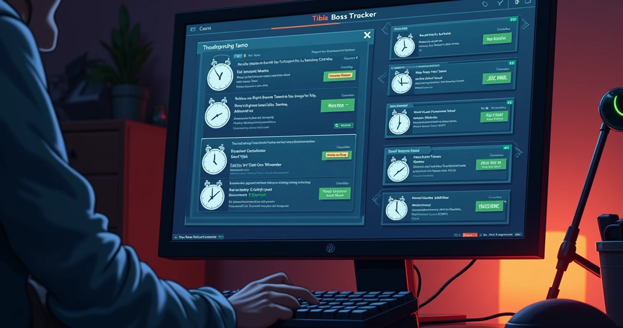 Painel de múltiplos alarmes para bosses em uma tela de computador 