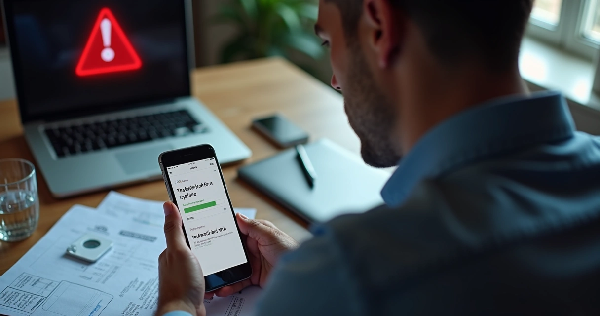 Pessoa analisando alerta de baixa liquidez no celular