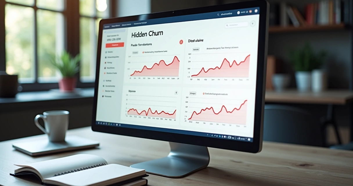 Painel digital mostrando alerta de churn oculto