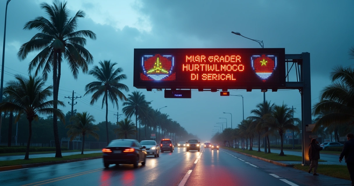 Alerta de furacão exibido em painel eletrônico em Orlando