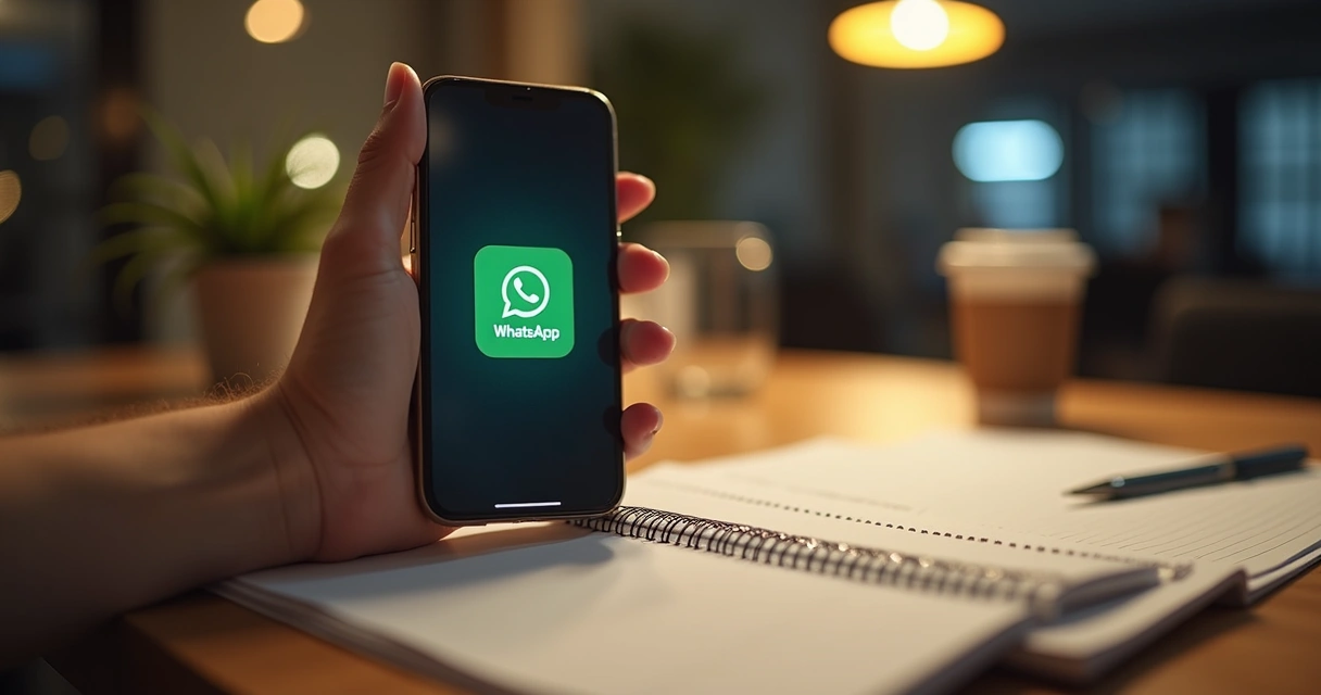 Celular recebendo alerta de gasto no WhatsApp 