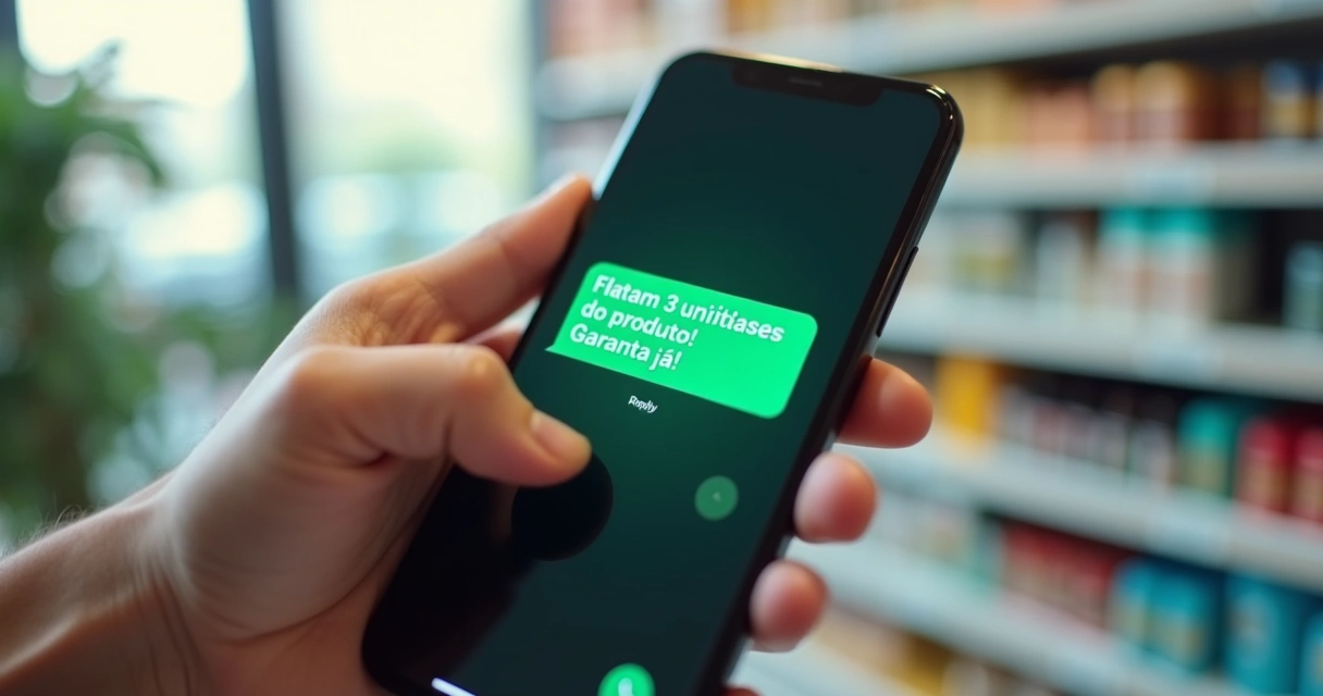 Alerta de estoque baixo enviado pelo WhatsApp 