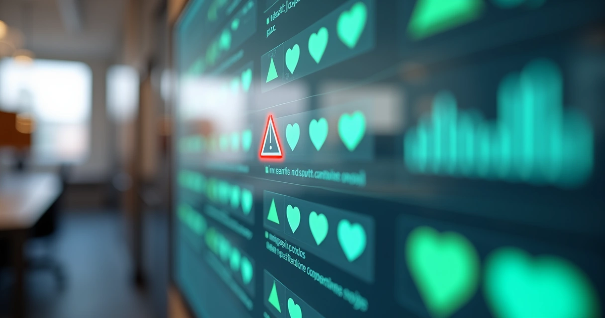Ícone de alerta em painel de feedback digital 