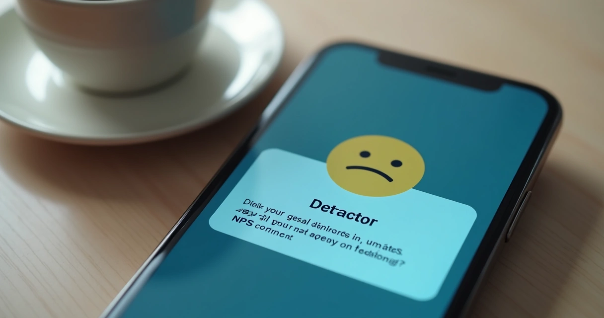 Notificação de alerta para feedback negativo em tela de smartphone. 