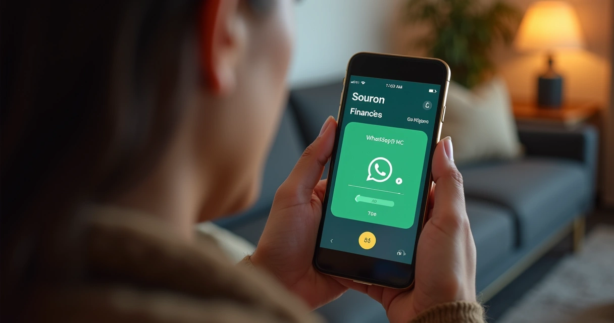 Notificação de alerta financeiro no WhatsApp de um usuário