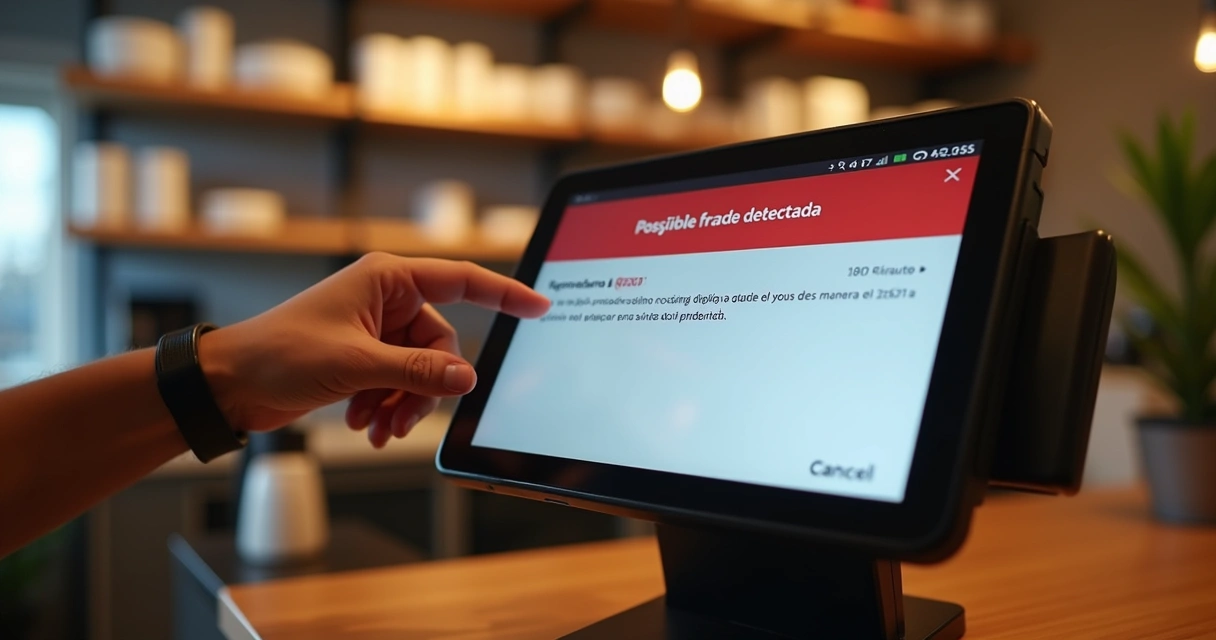 Alerta de fraude em tela de caixa 
