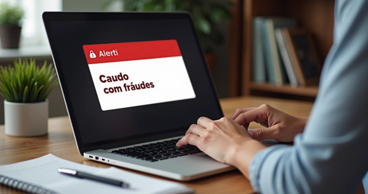 Sinal de alerta em tela de computador durante compra de listas de contatos 