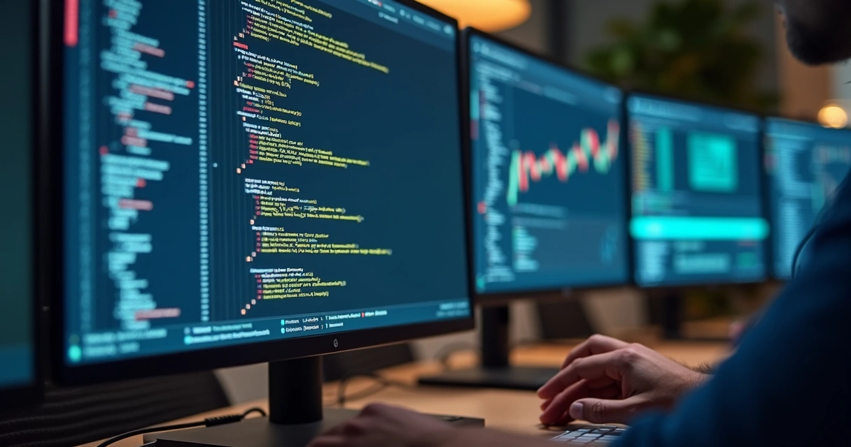 Tela de programação mostrando integração de API para alertas de risco em tempo real 