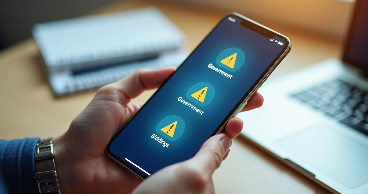 Notificação de licitações em smartphone 