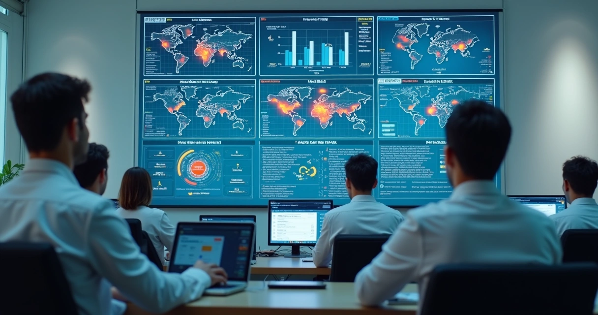 Team viewing a monitoring dashboard with highlighted alerts