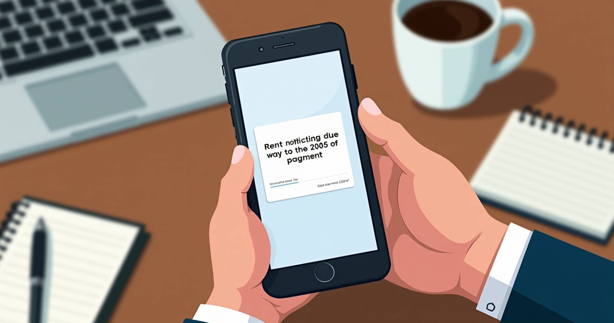 Notificação de pagamento de aluguel em smartphone