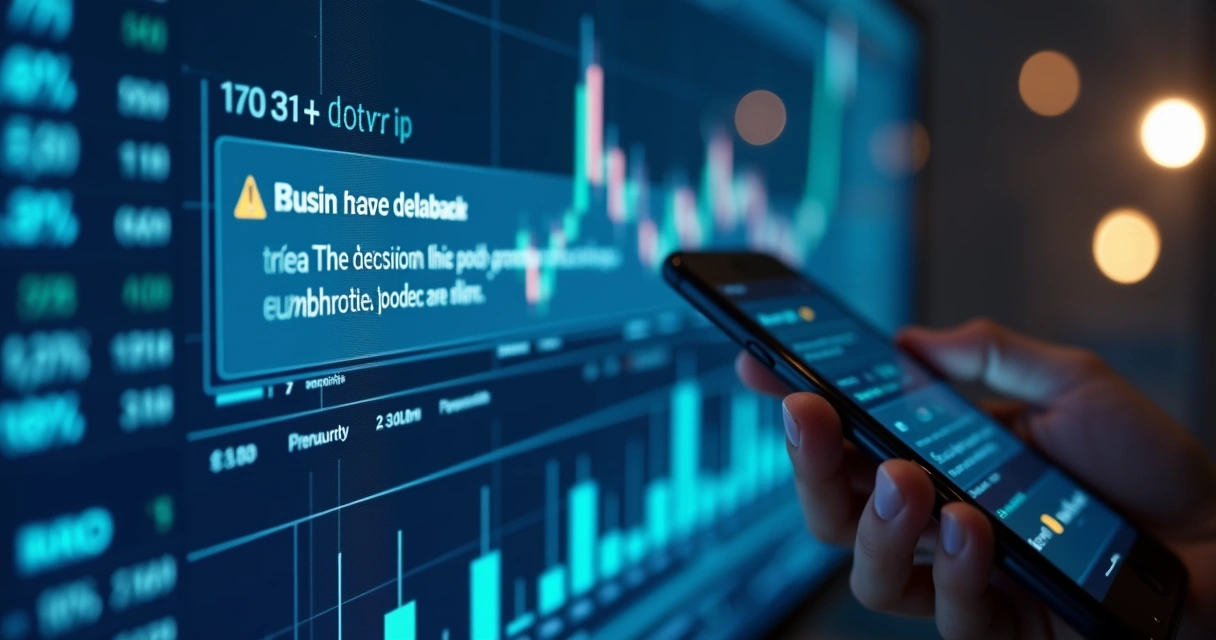 Painel de plataforma com alerta de negociação em destaque 