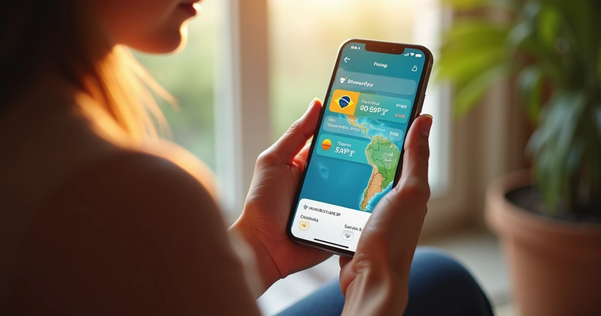 Pessoa recebendo alerta de promoção de passagem aérea no celular