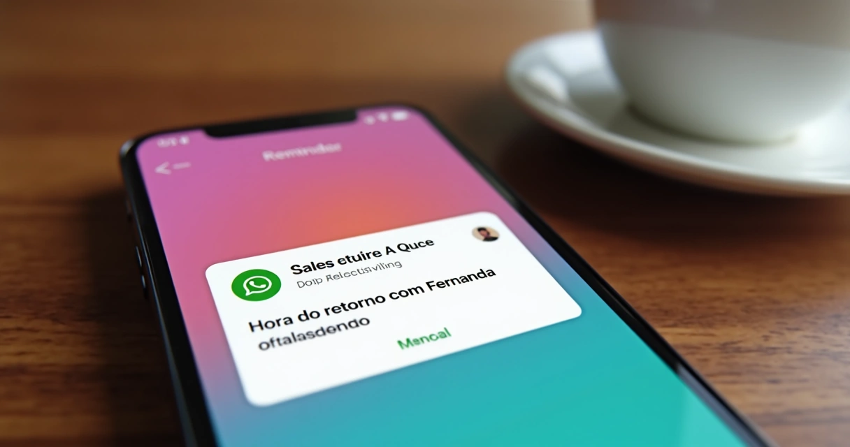 Alerta de retorno de vendas em smartphone com ícone de WhatsApp 
