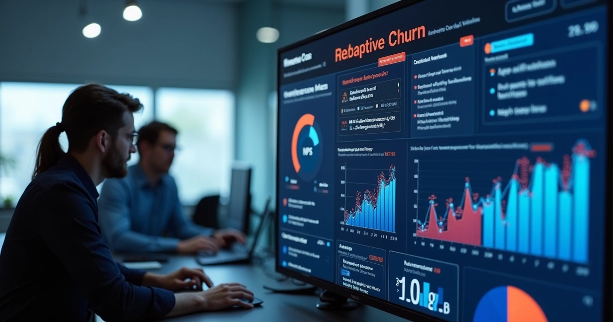 Tela de alerta em painel digital indicando risco de churn identificado por feedback negativo 