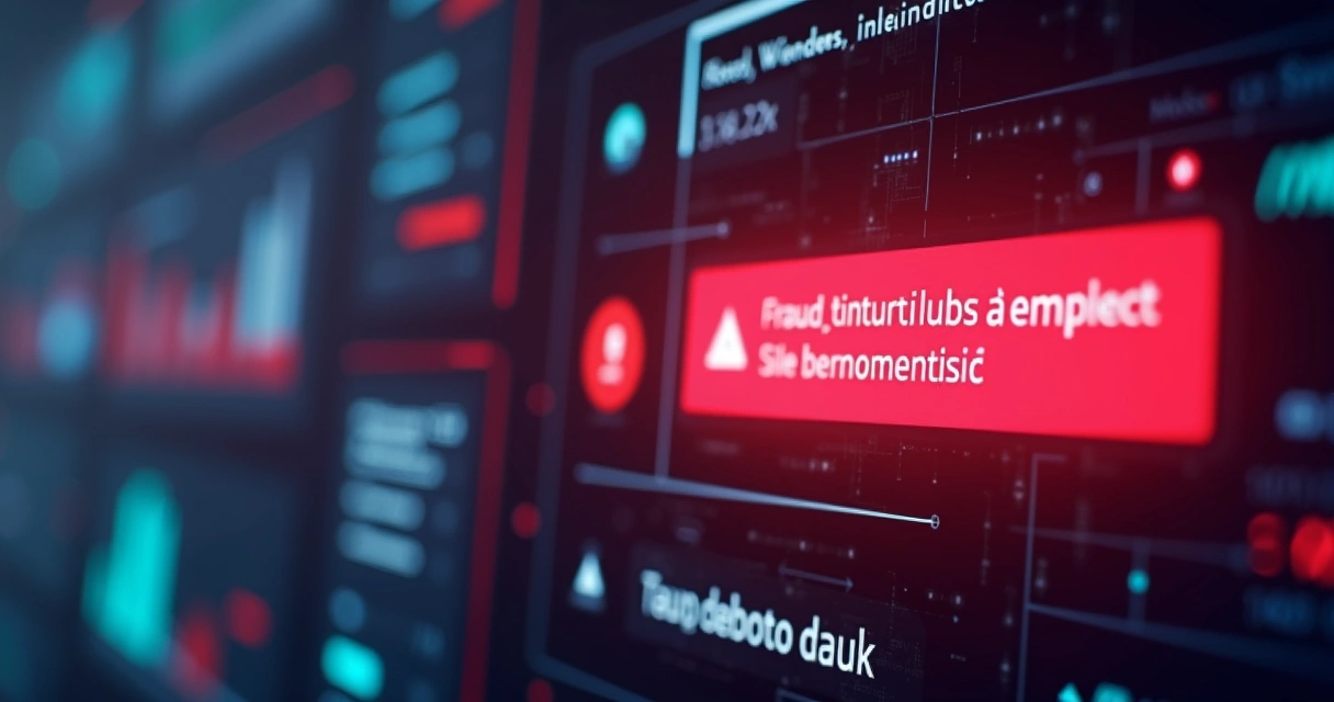 Painel digital emitindo alerta em tempo real sobre tentativa de fraude no ecommerce.