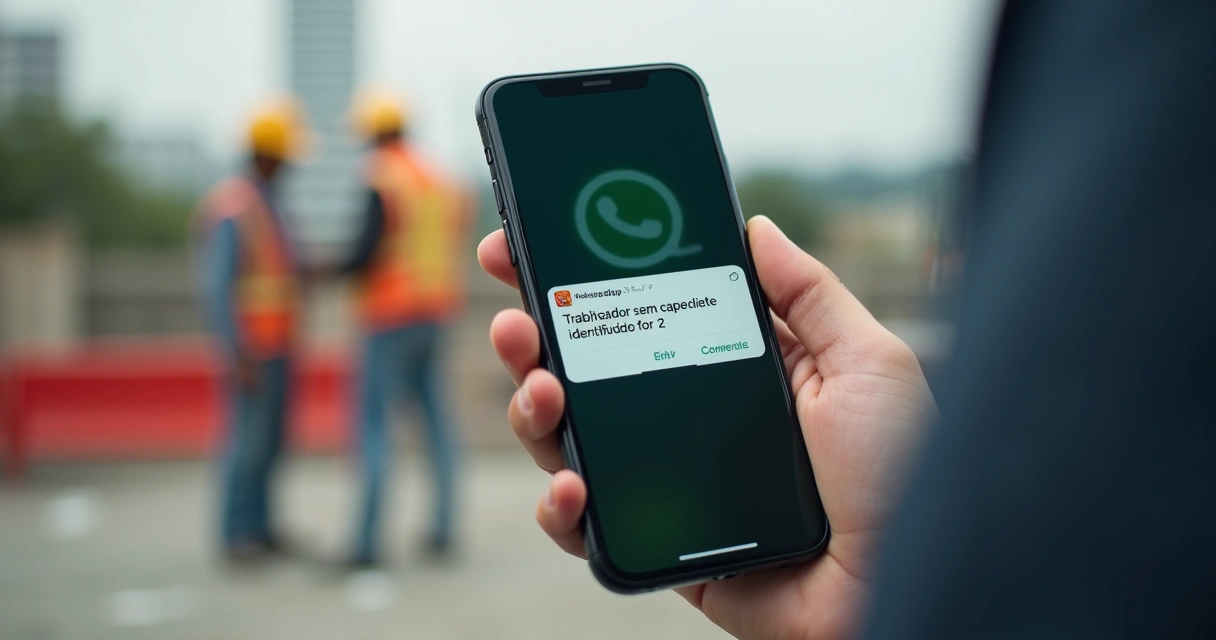 Alerta no WhatsApp sobre ausência de EPI na obra 