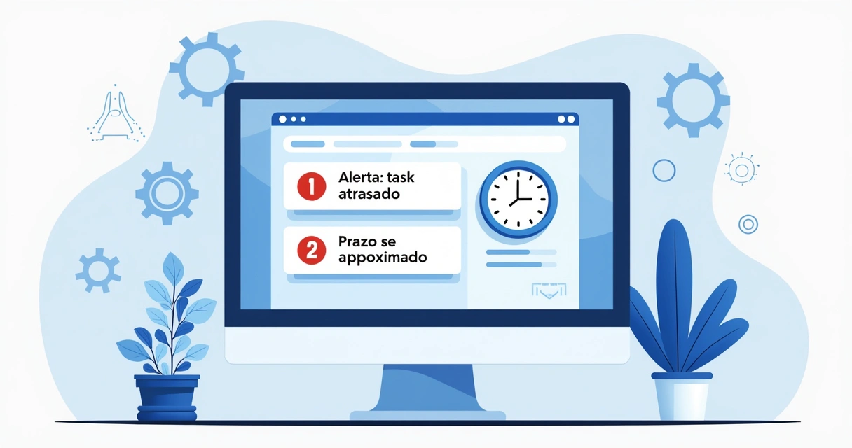 Tela de Notion com alertas automáticos de prazo e tasks deadline 