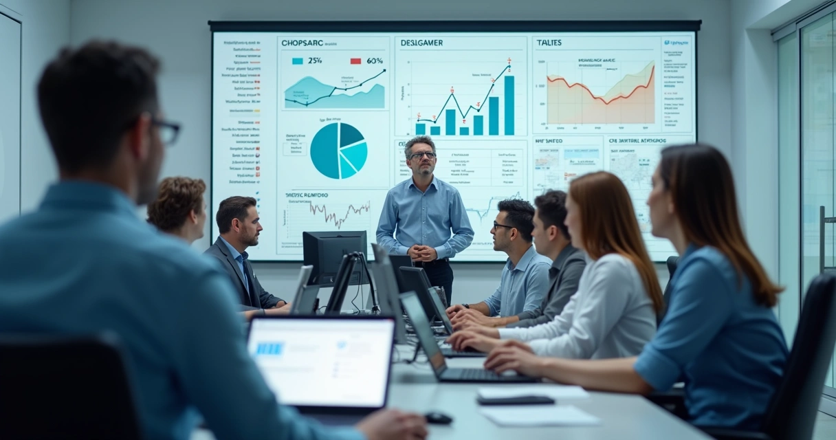 Painel de indicadores de uma PME mostrando sinal de alerta no controle de qualidade, trabalhadores pressionados e gráficos de caixa variando 