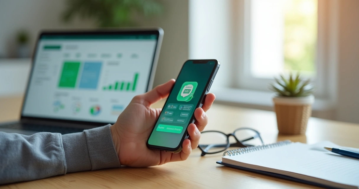 Pessoa configurando alertas financeiros no smartphone 